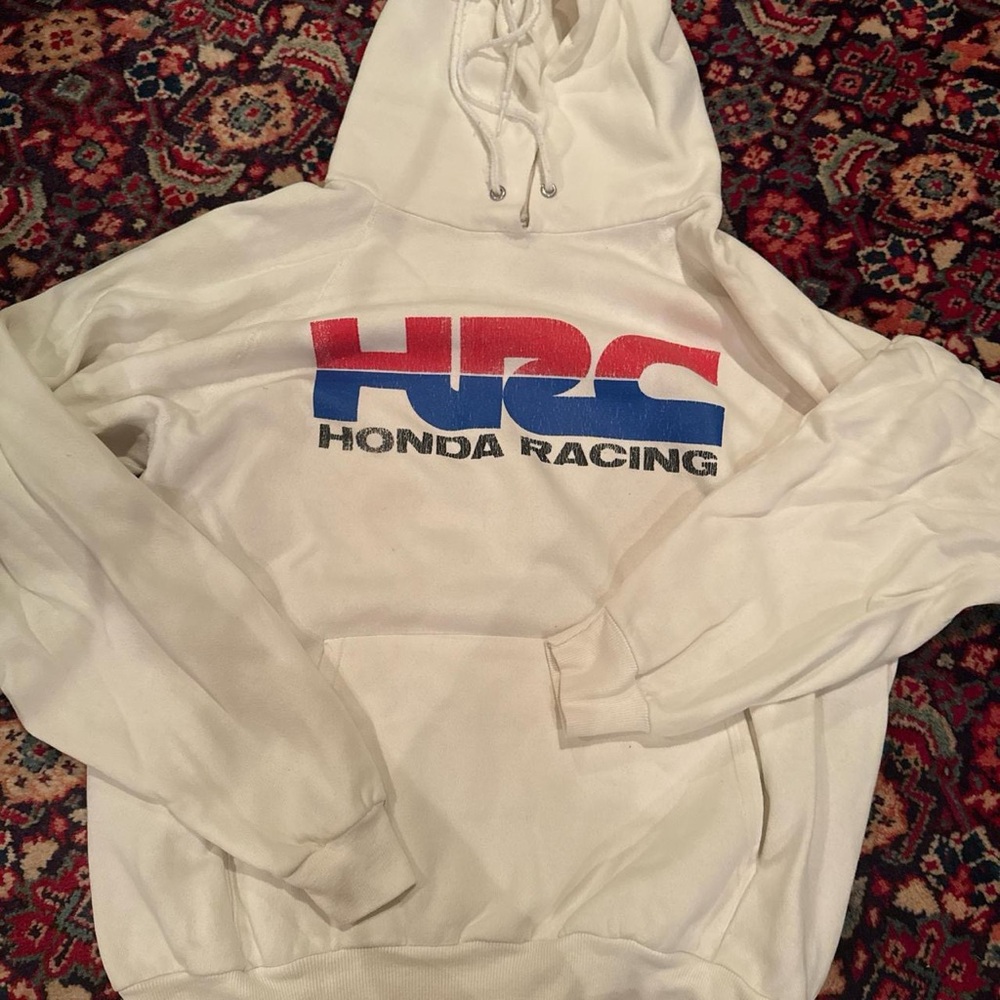 Hanes White Hoodie with Red Accents